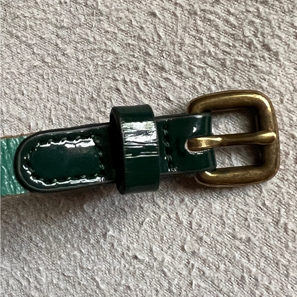 JCrew Green Leather Belt with Gold Buckle